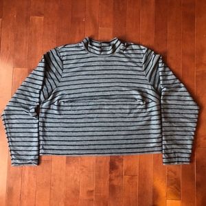Semi-Sheer Sparkly Striped Cropped Turtleneck